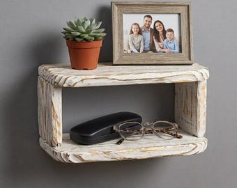 Rustic Retro Wall Shelf, Gift for Him or Her and Trinket Display, Handmade Aged Wood Decor