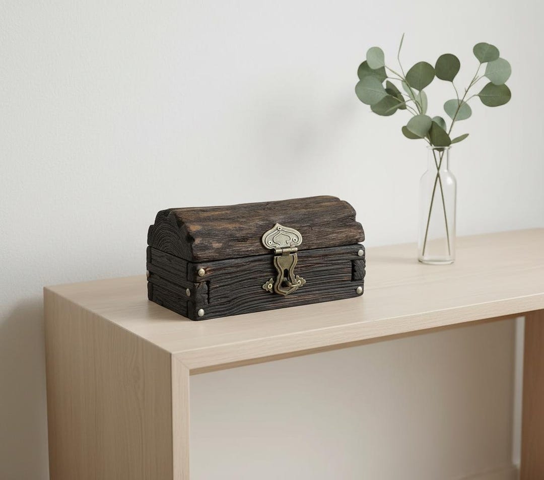 Wooden Treasure Chest Keepsake Box, Handmade Pirate Style Reclaimed ...
