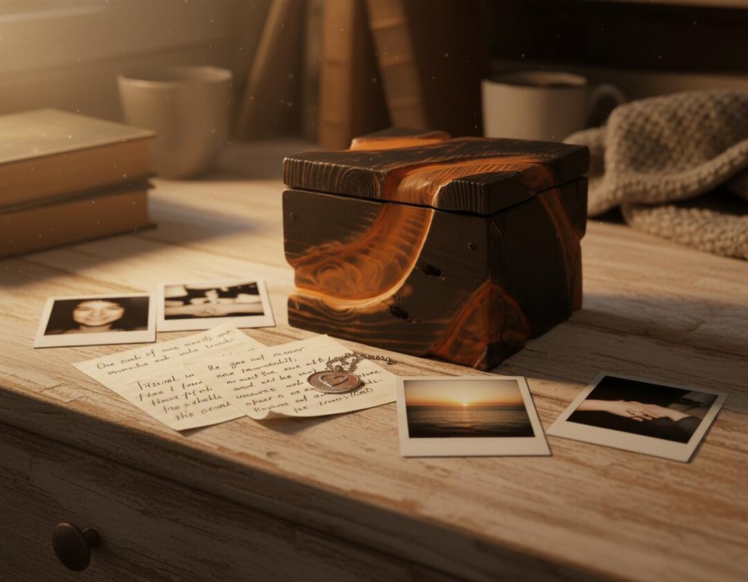 Wooden Memory Box Handmade in Rustic Style, Keepsake Treasure Chest for ...