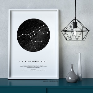 Ursa Major Star Constellation, Printable Art, Black and White, Instant download, Wall Poster, Astronomy, Navigation, The Great Bear, Circle