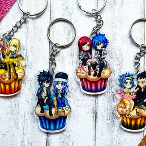 Fairy Tail Big 4 Cupcake Acrylic Charms: Nalu, Gruvia, Jerza and Gajevy