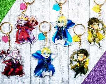 Fire Emblem Three Houses Double-Sided Acrylic Keychain: Edelgard, Dimitri, and Claude