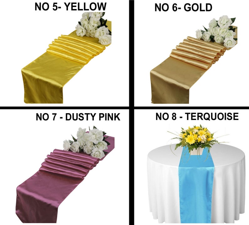 MDS Pack of 10 TO 25 Satin Wedding 12 X 108 Inch Satin Table Runner for ...