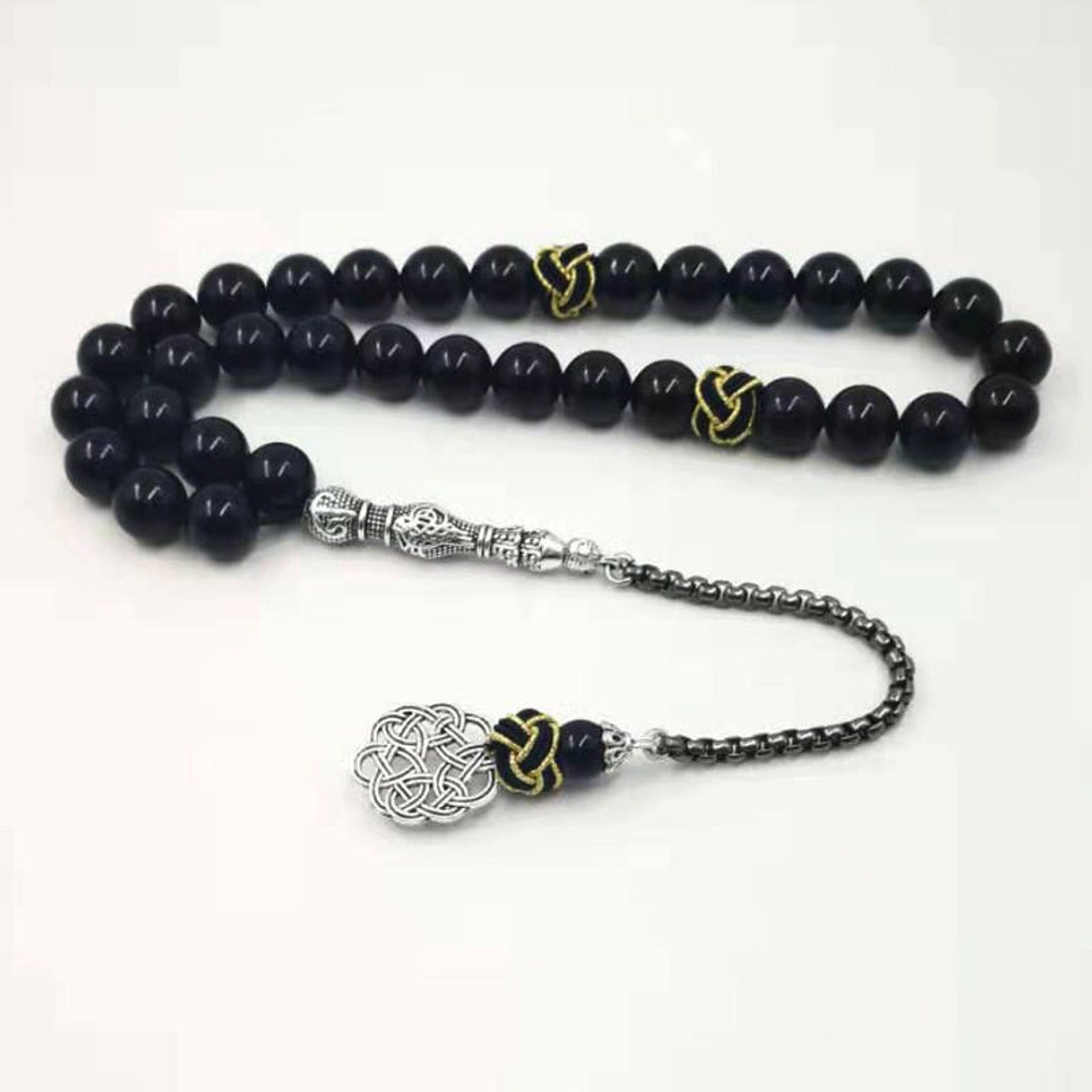 Natural Onyx Tasbih 33 66 99 Beads Black Agate Turky Bracelet - Etsy