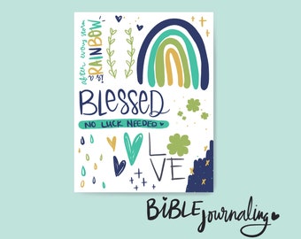 Blessed rainbow bible journaling printable, instant download, digital file