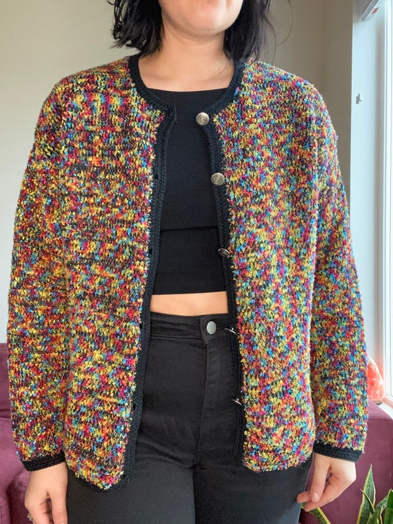 Multi Colored Knit Cardigan - image 1