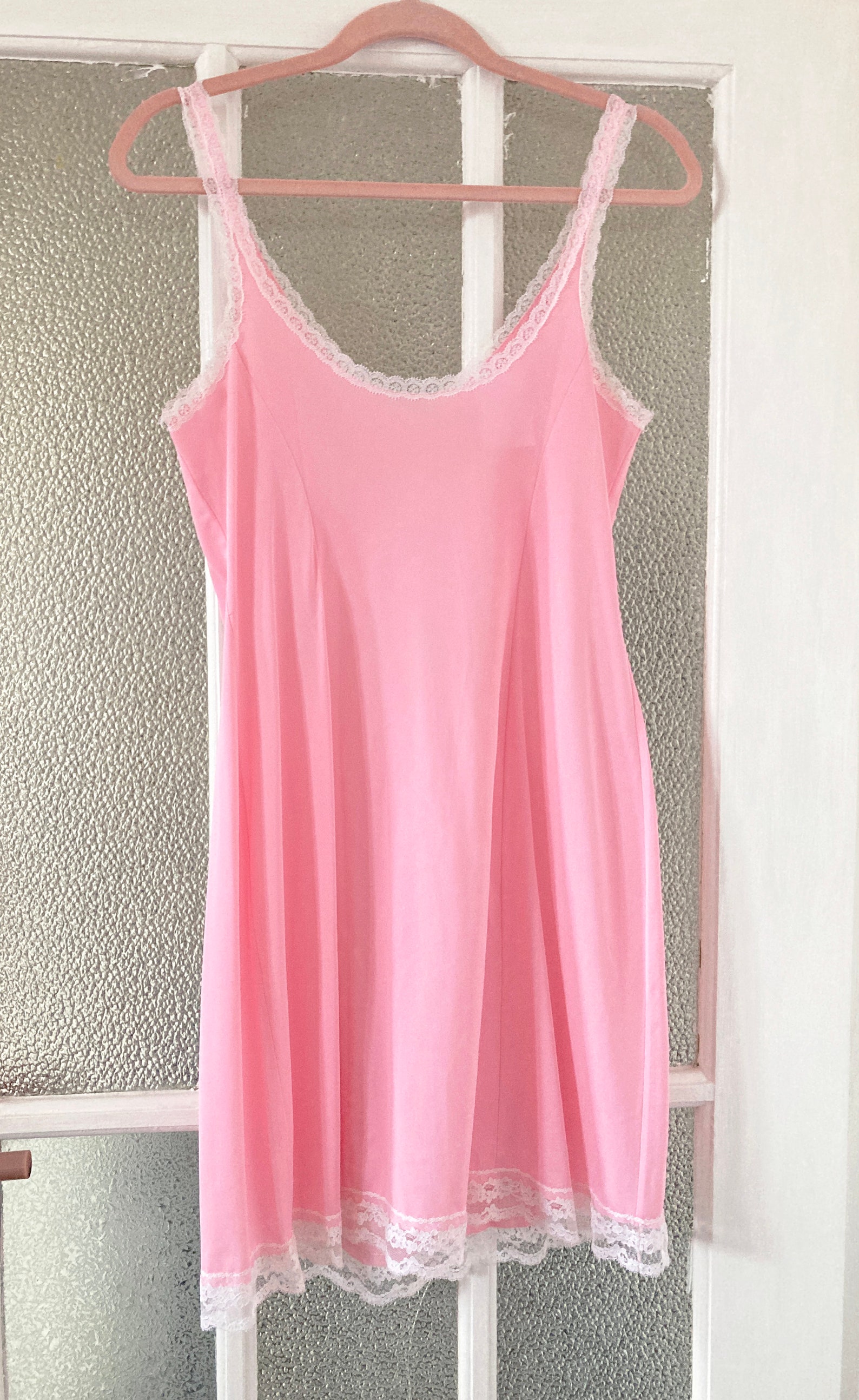 70s Pastel Pink White Lace Slip Dress Triumph Amourette Ladies | Etsy