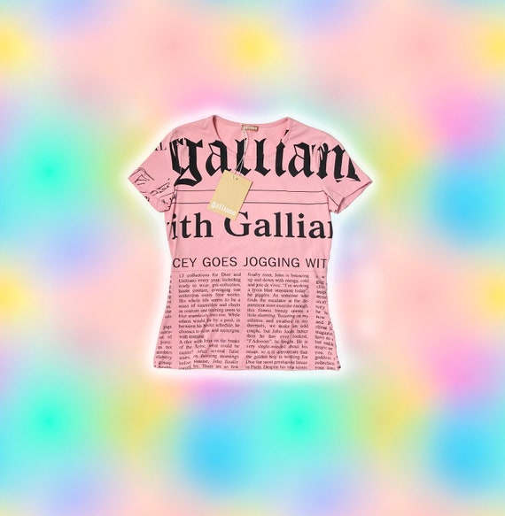 Y2K JOHN GALLIANO Gazette Newspaper Print T Shirt