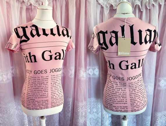 Y2K JOHN GALLIANO Gazette Newspaper Print T Shirt