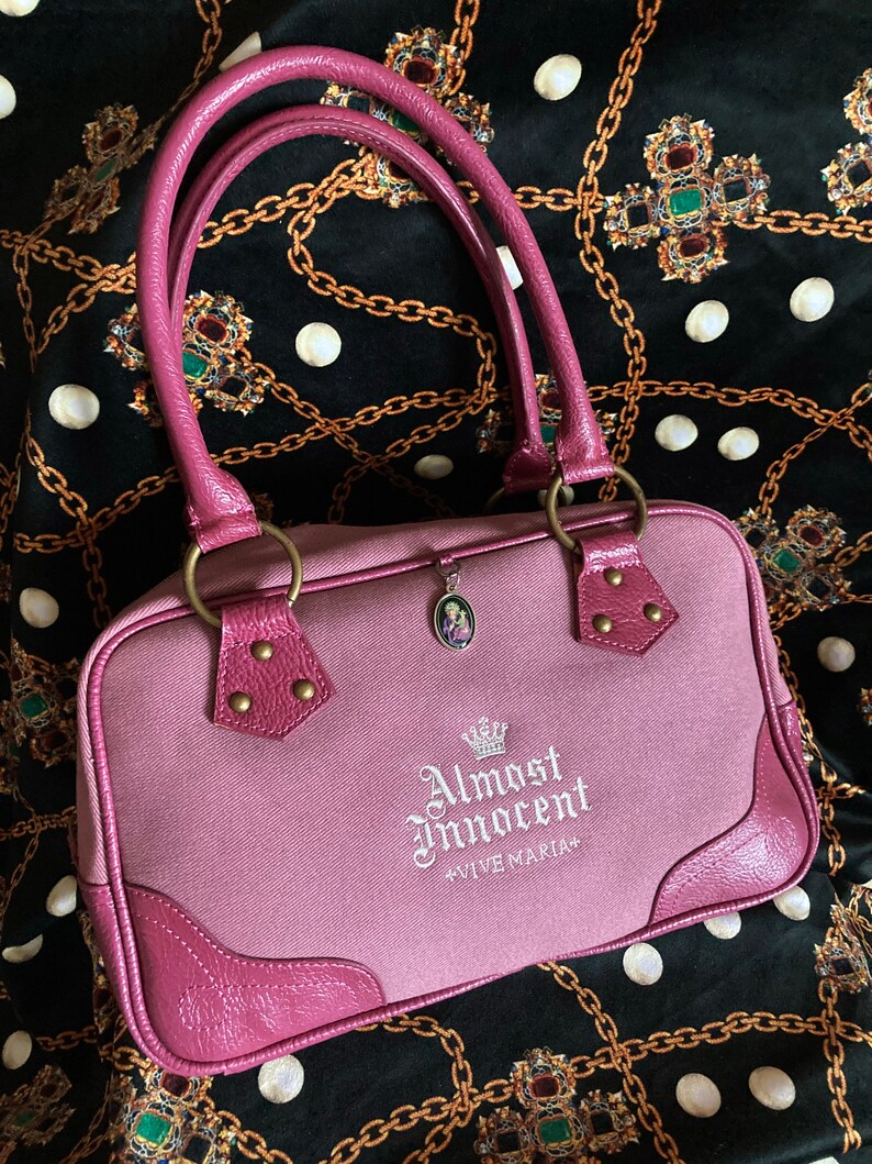 Y2K Pink Bowling Bag Sporty 2000s Girly Faux Leather Handbag image 4