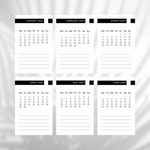 Cartes de journalisation mensuelles 2024 Insert planificateur