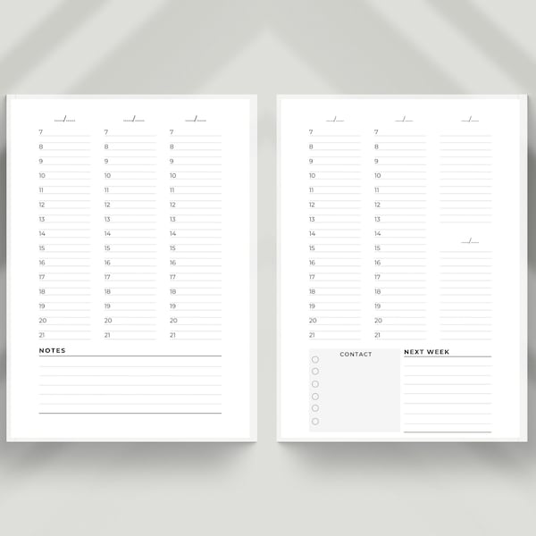 Week Agenda Verticaal - Ongedateerd Planner insert