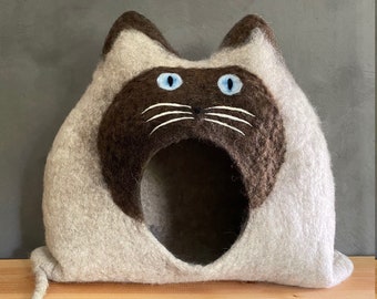 HENRY - kuschelige Katzenhöhle, Katzenbett, Britisch Kurzhaar, Siam, Geschenk für Katzenfreunde