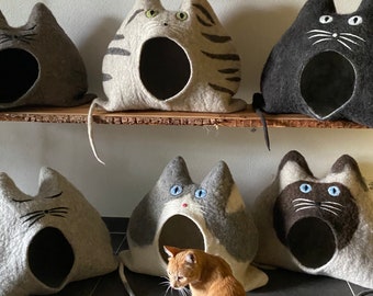 Une maison pour votre chat - du style pour votre appartement, idée cadeau pour les amoureux des chats. Grotte pour chat, laine, chat, maison pour chat, lit pour chat