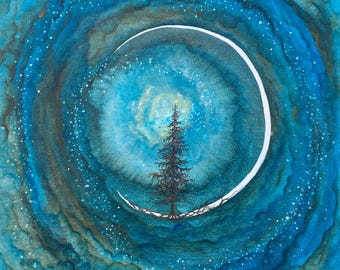 Original Painting Prints on Giclee: “Starry Moon” Original Artwork