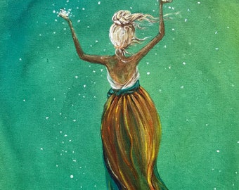 Origjnal Painting Print on Giclee: “White Gold” Acrylic on canvas - original artwork made in the USA