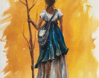 Original Painting Print: “Speak Softly” Original Artwork Female Figure with Cardinal
