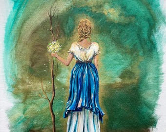Original Painting Print: “Journey Woman with Daisies”