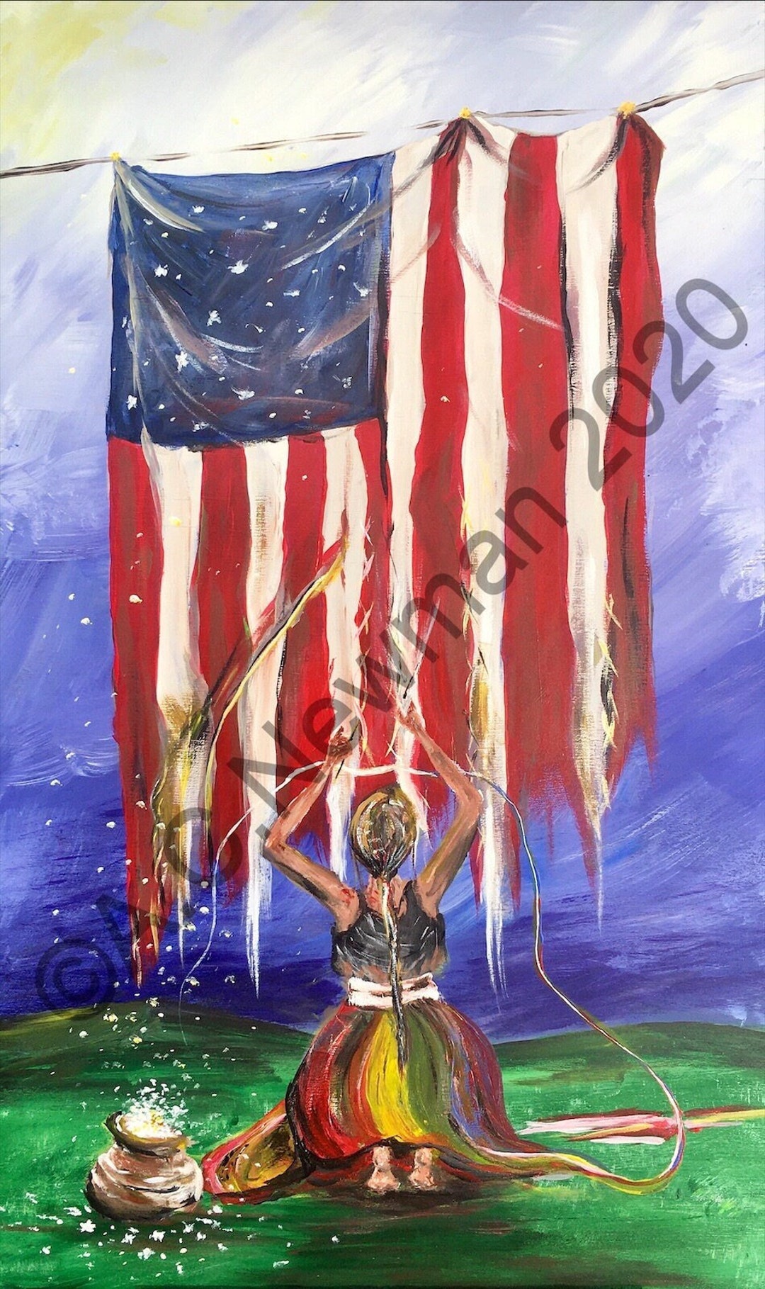 Original Painting Print on Giclee stitching It All Back Together