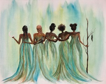 Original Artwork: “Sisterhood II” 2022 Painting Print on Giclee