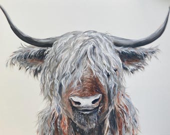 Original Painting Giclee Print: “Maddie’s Coo - Highland Cow - Original Artwork Print