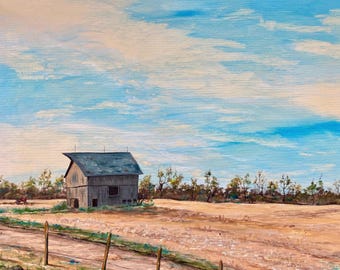 Original Painting - "Bergen Farm, Harvest" - Original Artwork Acrylic on Canvas