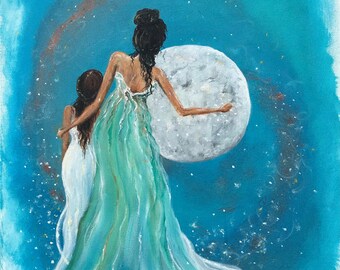 Original Artwork Giclee Print- “Share the Moon” Fine Art Painting - made in USA Original acrylic on canvas