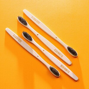 Set of 4 - Bamboo Toothbrush Biodegradable Eco-Friendly Zero Waste Plastic Free Gift