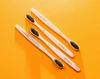 Set of 4 - Bamboo Toothbrush Biodegradable Eco-Friendly Zero Waste Plastic Free Gift