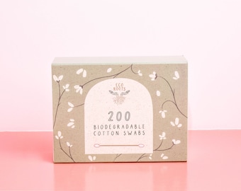 200 hisopos de algodón biodegradables / hisopos de bambú / bastoncillos sin plástico / bastoncillos cero residuos / bastoncillos de algodón / bastoncillos compostables / bastoncillos ecológicos para los oídos