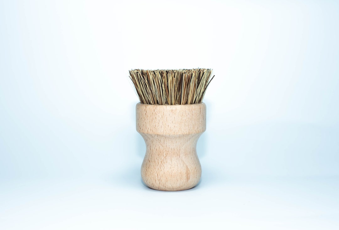 mDesign Bamboo Mini Kitchen Palm Dish Scrubber Brush, 2 Pack