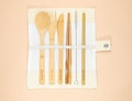 Zero Waste Plastic Free Reusable Bamboo Cutlery Set Fork, Spoon, Knife, Chopsticks, Straw