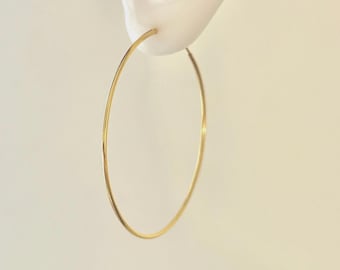 Aros grandes circulares de oro de 50 mm en plata de ley