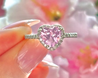 Pink Heart Sterling Silver Ring