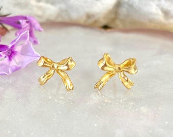 Gold 925 Sterling Silver Bow Studs
