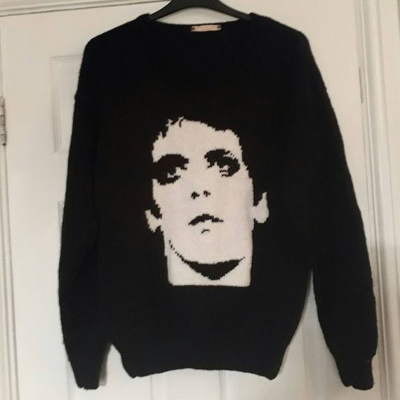 Lou Reed Jumper.hand Knitted Uk. Intarsia on Front Inspired by His