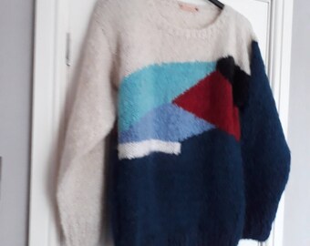 Mens jumper, mohair, Vivienne Westwood inspired. Multi colour. Punk, vintage, retro, seditionary. Size Large/ XL