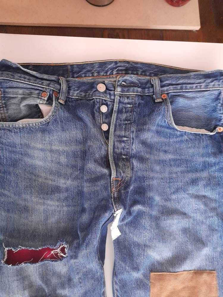 Kurt Cobain Jeans Levi 501 Jeans Patched and Distressed - Etsy