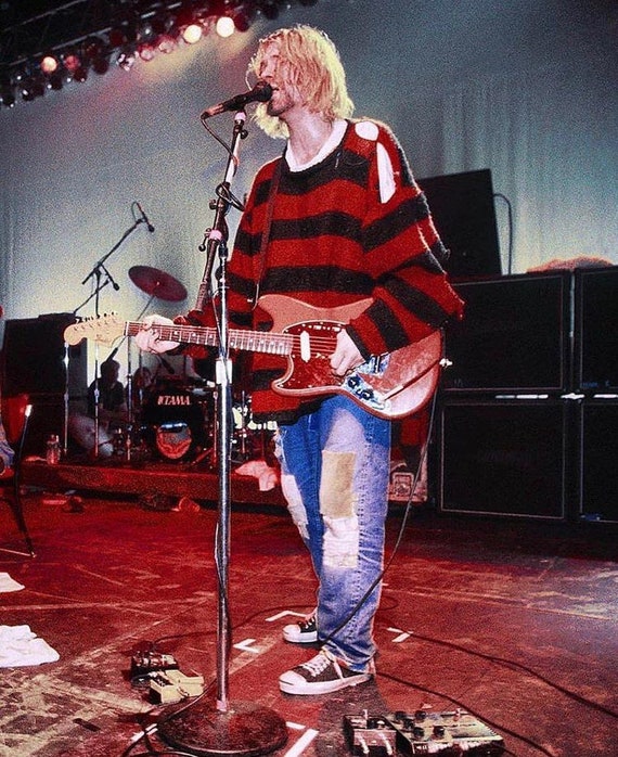 Red black sweater kurt cobain Clearance