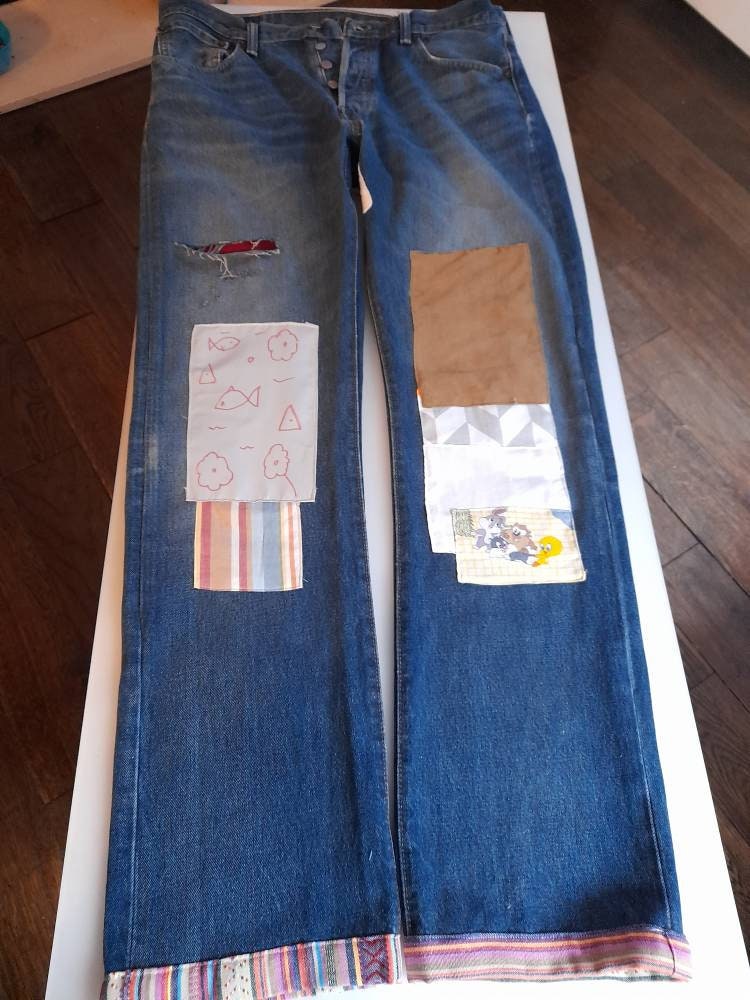 Kurt Cobain Jeans Levi 501 Jeans Patched and Distressed - Etsy