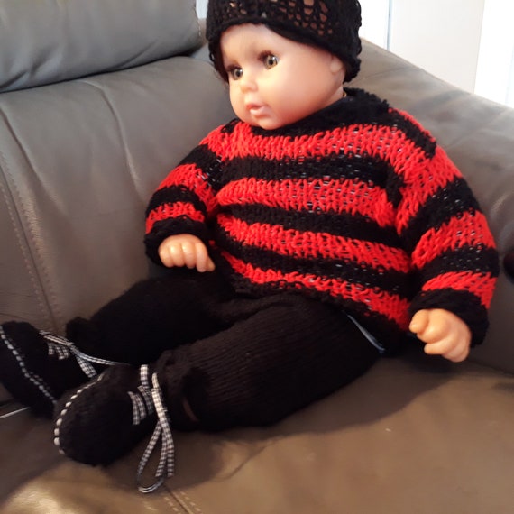 Baby Punk Jumper Sweater. Hand Knitted Loose Knit. Red and Black Stripe 0 3 Months. Punk Goth Rock Grunge Boho Emo Festival Hippy Etsy Canada