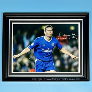Frank Lampard Signed Autograph Football Soccer Memorabilia Chelsea FC Champions League Photo In Luxury Handmade Wooden Frame & AFTAL COA