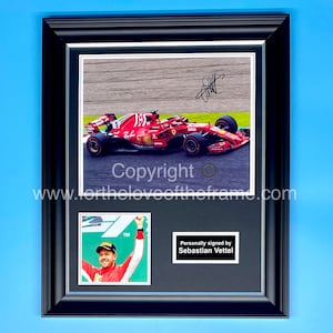 Sebastian Vettel Signed Autograph Motor Racing Memorabilia Formula One Photo In Luxury Handmade Wooden Frame & AFTAL COA