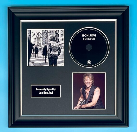 Jon Bon Jovi Signed Photo & CD in Luxury Handmade Wooden Frame 