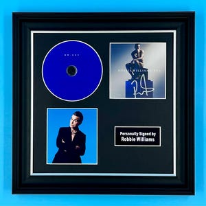 Robbie Williams Signed Photo & CD In Luxury Handmade Wooden Frame With Certificate Of Authenticity XXV Poster Memorabilia Autograph Auto