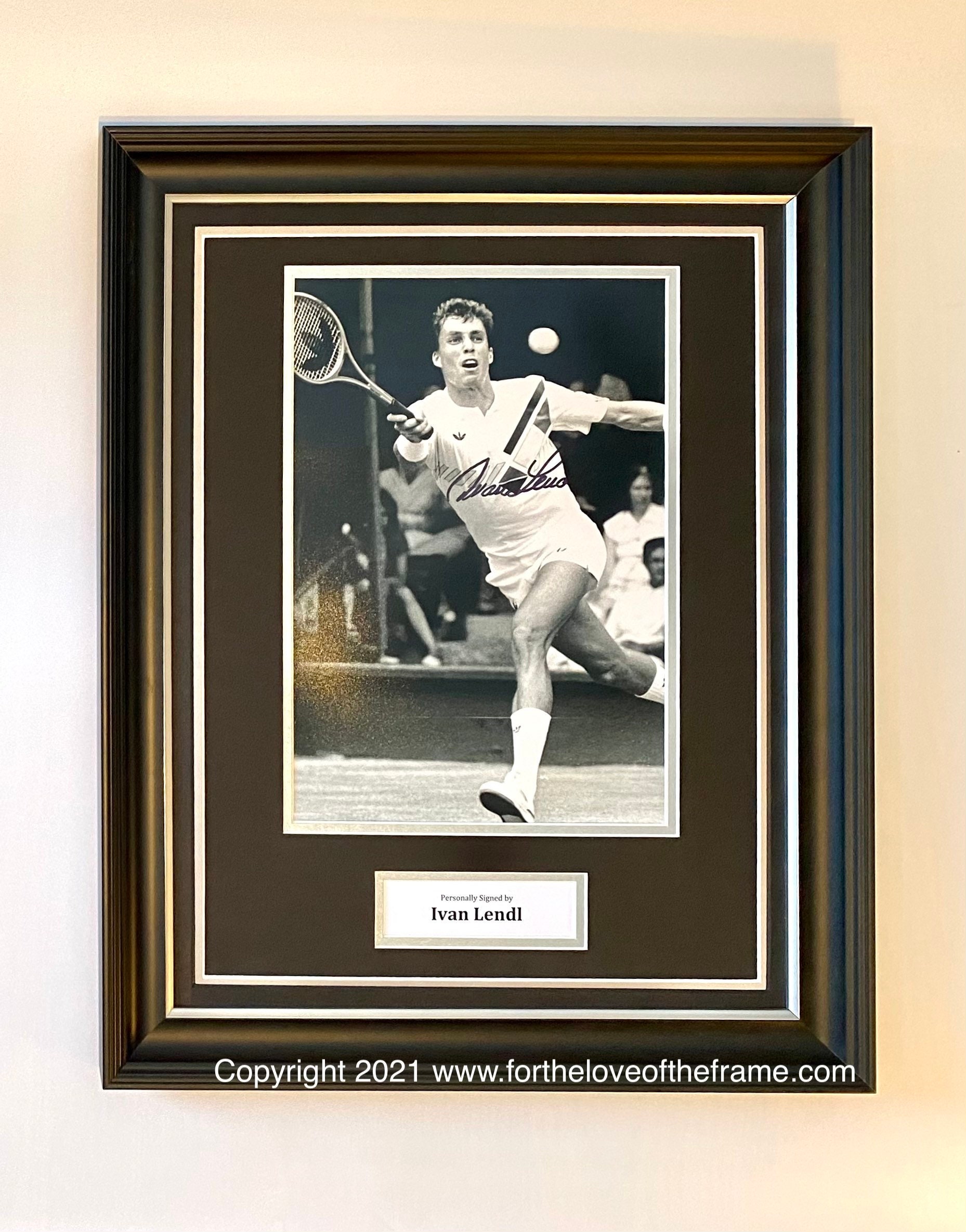 Ivan Lendl Signed Autograph Sport Memorabilia Tennis Photo In Luxury Handmade Wooden Frame & AFTAL Certificate Of Authenticity