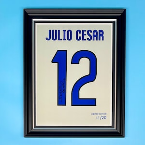 Julio Cesar Signed Photo In Luxury Handmade Wooden Frame & COA Autograph Football Soccer Memorabilia Poster Inter Milan Shirt Print
