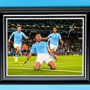 Rodri signiertes Foto in luxuriösem, handgefertigtem Holzrahmen und AFTAL-Mitglieds-Echtheitszertifikat, Autogramm, Fußball-Fußball-Erinnerungsstücke, Manchester City-Poster