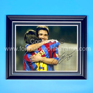 Deco Signed Autograph Football Soccer Memorabilia La Liga FC Barcelona Messi Celebration Photo In Luxury Handmade Wooden Frame & AFTAL COA