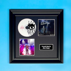 Alice Cooper Signed Photo & CD In Luxury Handmade Wooden Frame W/ AFTAL Member COA Autograph Music Memorabilia Poster Detroit Stories Cover